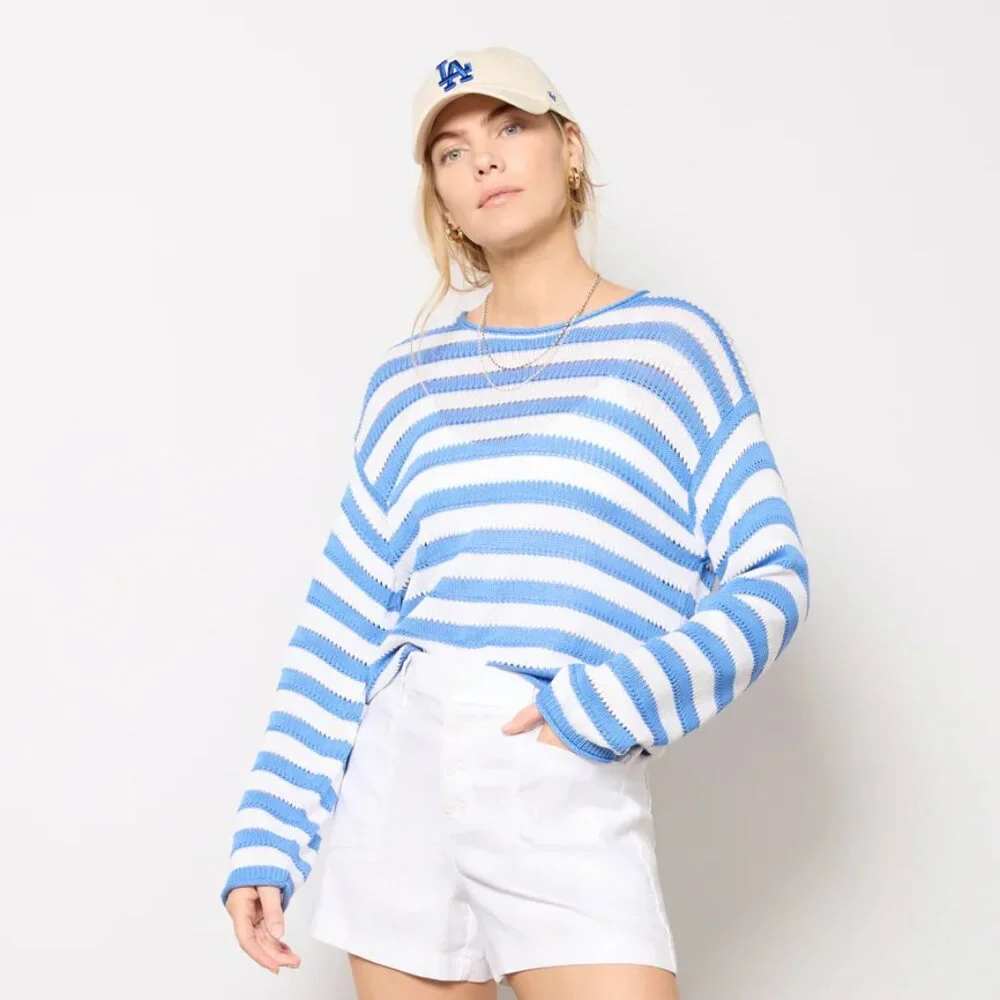 NEW Prado Blue & White Stripe Sweater by Z Supply - Size Small - Picture 2 of 8